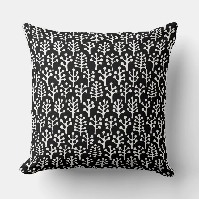 Forest 230823 - White on Black Cushion (Front)