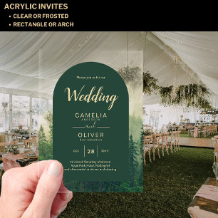 Forest Acrylic Wedding Invites Misty Pine Trees Invitations