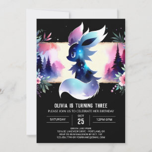 Forest Adorable Wolf Birthday Invitation