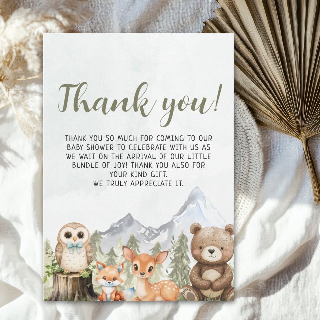 Forest Adventure Baby Shower for Boy Thank You Card (Creator Uploaded)