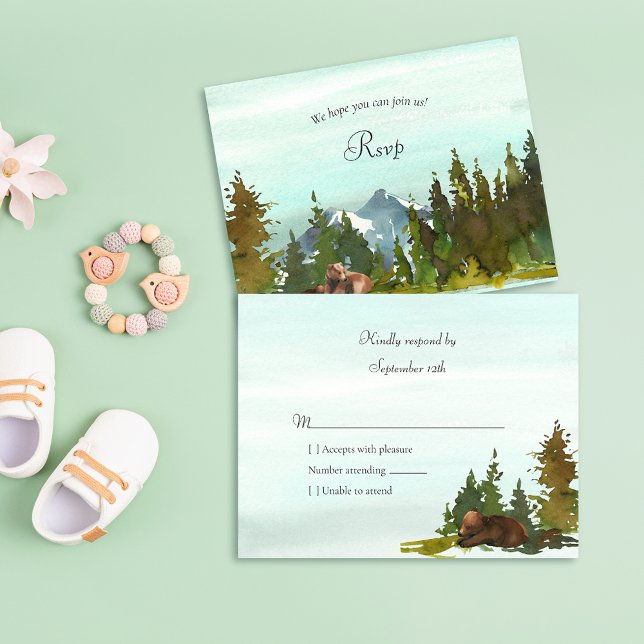Forest Adventure Bear Baby Shower RSVP Card (Creator Uploaded)