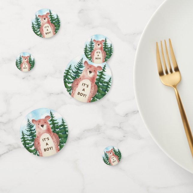 Forest Adventure Bear Boys Baby Shower Confetti (Group)