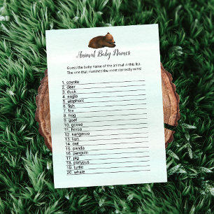 Forest Adventure Bears Animal Baby Names Game Card
