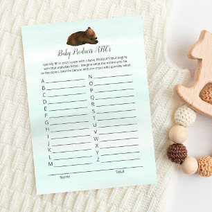 Forest Adventure Bears Baby Products ABC Game Card