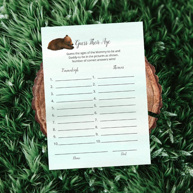 Forest Adventure Bears Guess Their Age Game Card (Creator Uploaded)