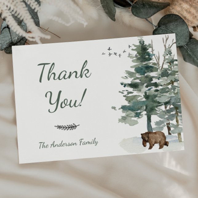 Forest Adventure Boy Bear Baby Shower Thank You (Creator Uploaded)