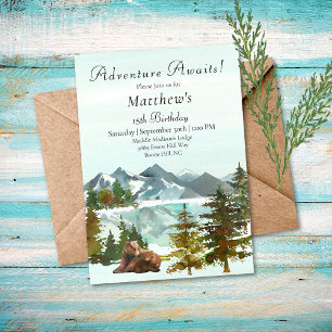 Forest Adventure Boy Rustic Bears Birthday Party Invitation