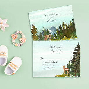 Forest Adventure Deer Baby Shower RSVP Card