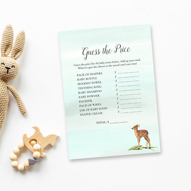 Forest Adventure Guess The Price Deers Baby Game Invitation (Creator Uploaded)