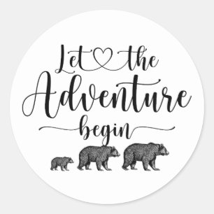 Forest Adventure Mountains Baby Shower Classic Cla Round Sticker