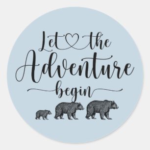 Forest Adventure Mountains Baby Shower Classic Classic Round Sticker