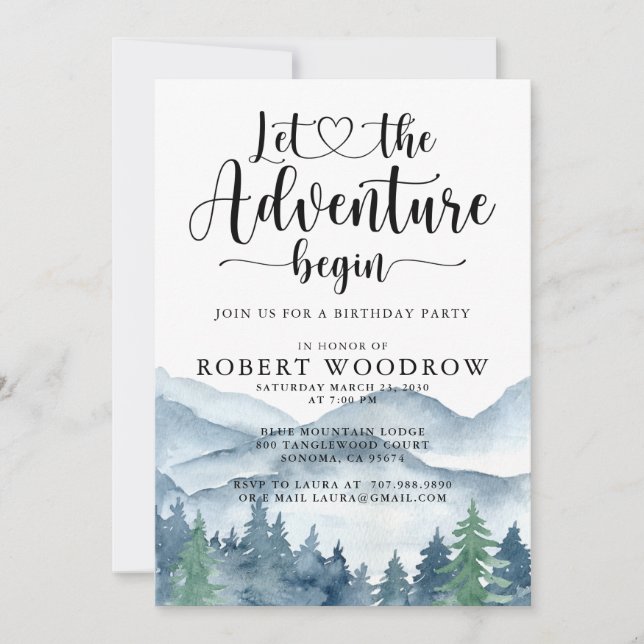 Forest Adventure Mountains Birthday Party  Invitation (Front)