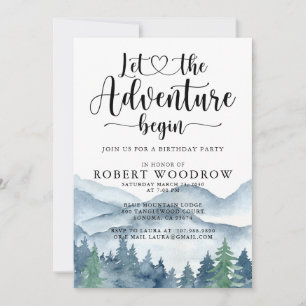 Forest Adventure Mountains Birthday Party  Invitation