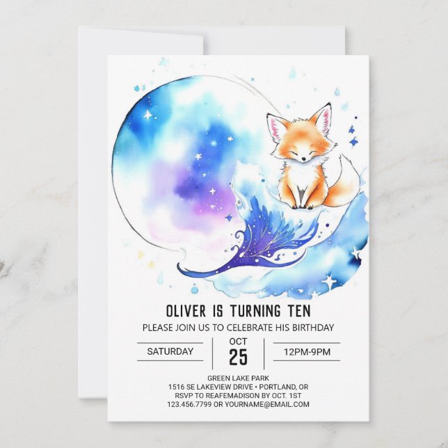 Forest Adventure Red Fox Birthday Party Invitation (Front)