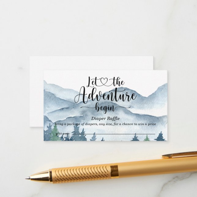 Forest Adventure Watercolor Baby Diaper Raffle Enclosure Card (Front/Back In Situ)