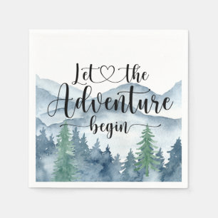 Forest Adventure Watercolor Mountains Baby Shower Napkin