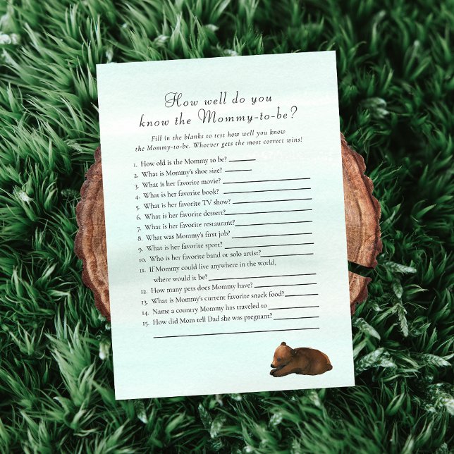 Forest Adventure Who Knows Mummy Best Bears Game Invitation (Creator Uploaded)