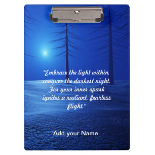Forest Aesthetic Landscape Dark Blue motivational Clipboard