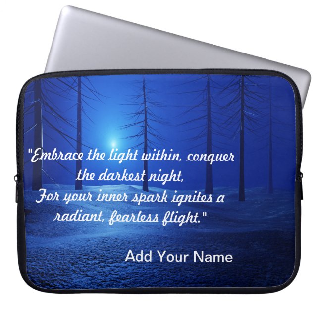 Forest Aesthetic Landscape Dark Blue motivational Laptop Sleeve (Front)