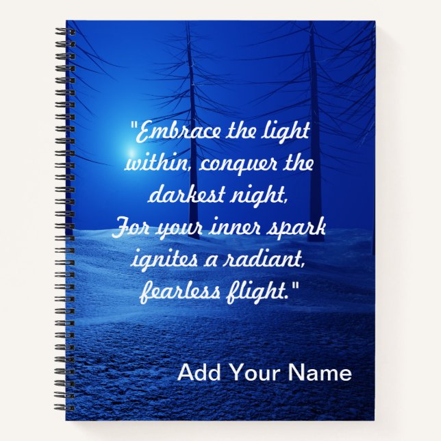 Forest Aesthetic Landscape Dark Blue motivational Notebook (Front)