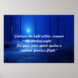 Forest Aesthetic Landscape Dark Blue motivational Poster