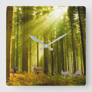 Forest and Deer image for  Square-Wall-Clock Square Wall Clock