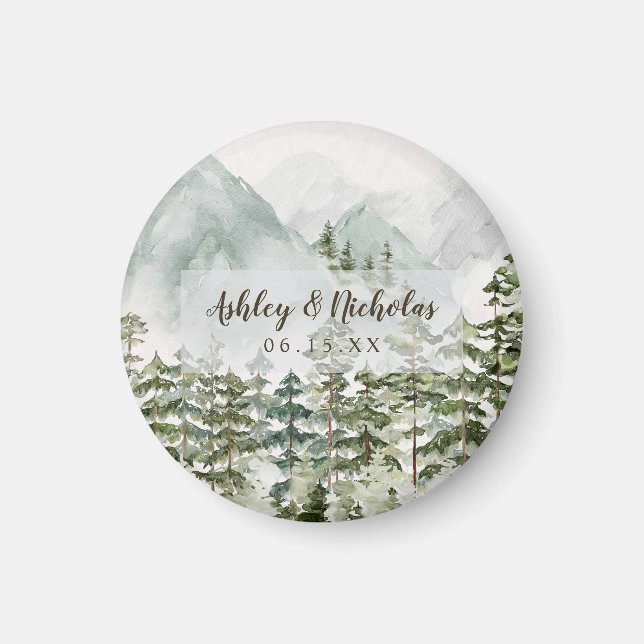 Forest and Mountain Nature Watercolor Magnet (Front)