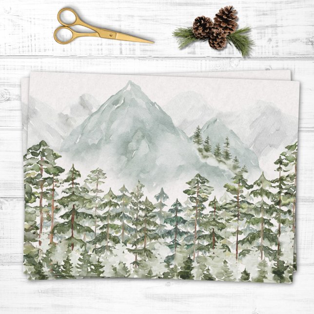 Forest and Mountain Nature Watercolor Tissue Paper (In situ)