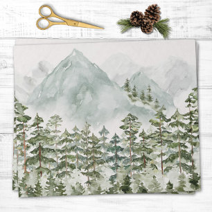 Forest and Mountain Nature Watercolor Wrapping Paper
