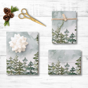 Forest and Mountain Nature Watercolor Wrapping Paper Sheet