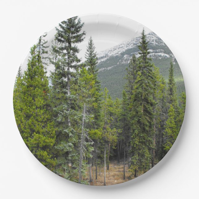 Forest and Mountain Scene Paper Plate (Front)