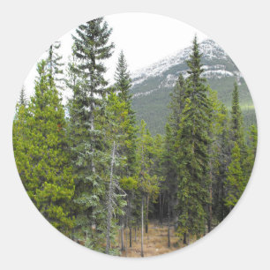 Forest and Mountain Scene Round Sticker