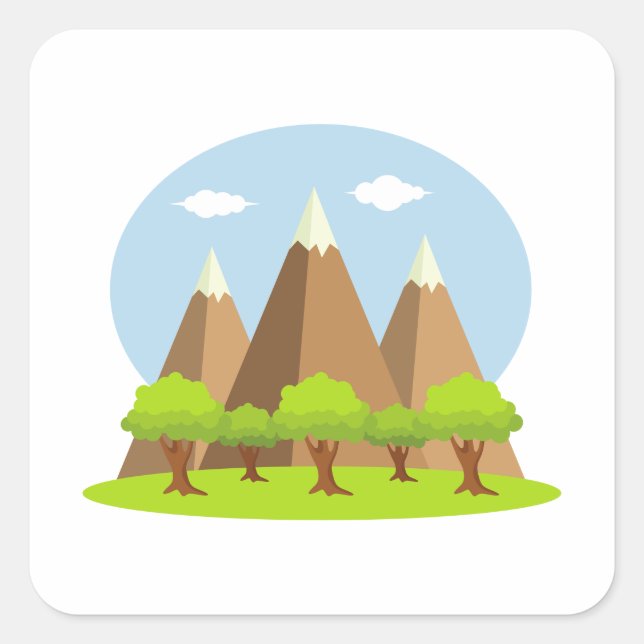 Forest And Mountain Tops Square Sticker (Front)