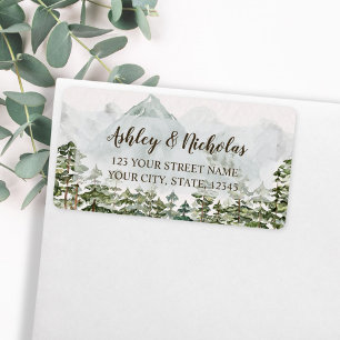 Forest and Mountain Watercolor Return Address Label