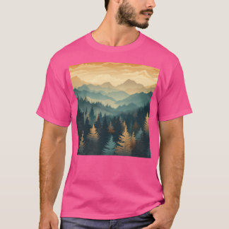 Forest And Mountains Pattern Active T-Shirt