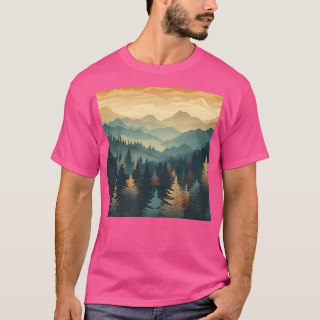 Forest And Mountains Pattern Active T-Shirt (Front)