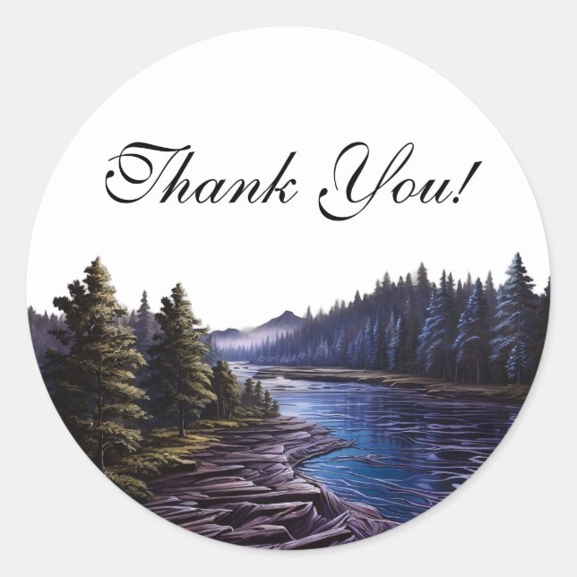 Forest and Mountains Thank You Stickers (Front)