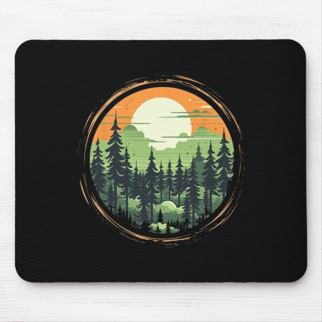 Forest And Nature Pine Tree Moon For Women Men  Mouse Mat (Front)