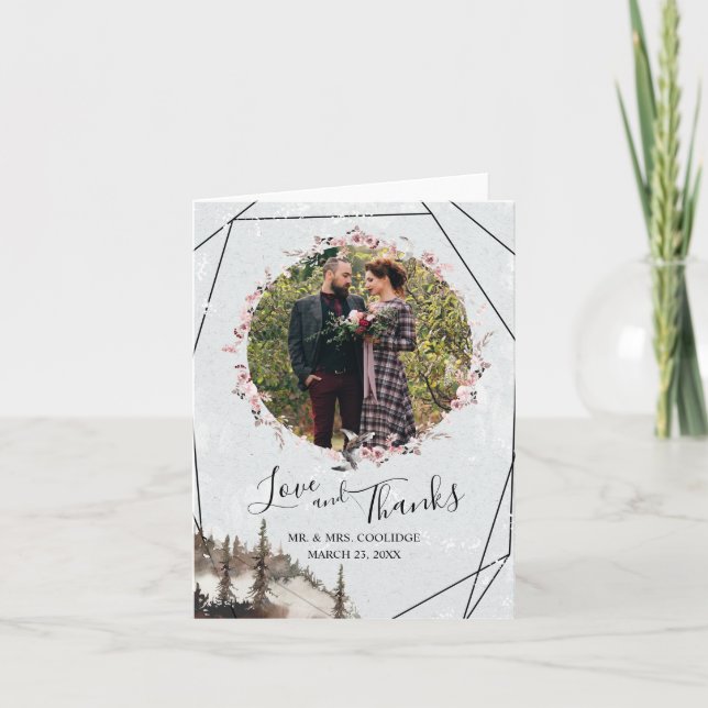 Forest and Raven Folded Thank You Card (Front)