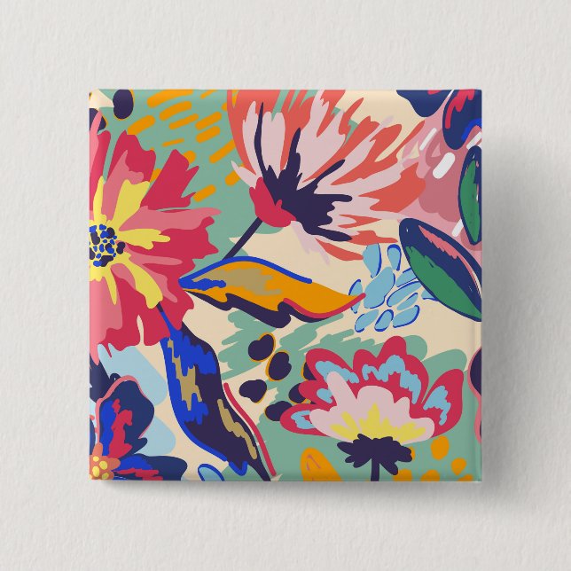 Forest and roses 15 cm square badge (Front)