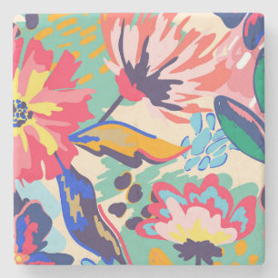 Forest and roses stone coaster