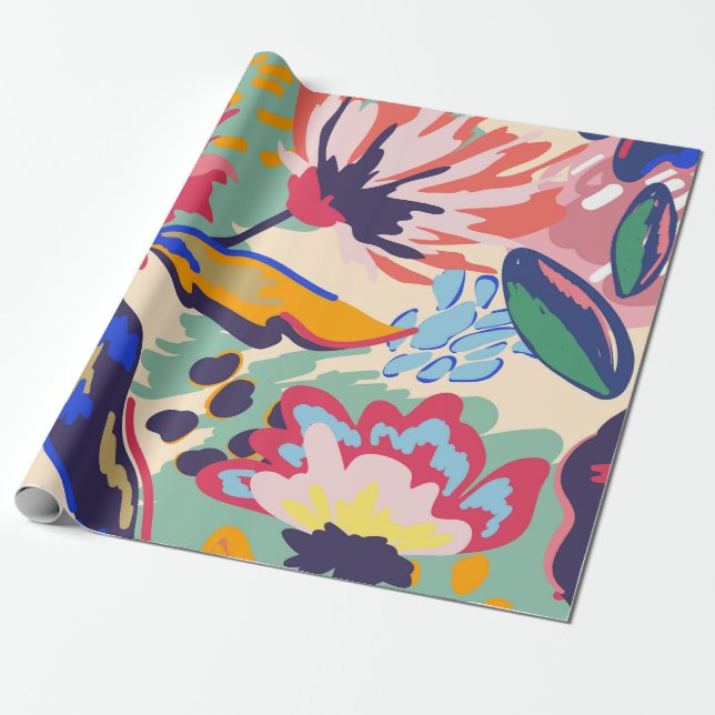 Forest and roses wrapping paper (Unrolled)