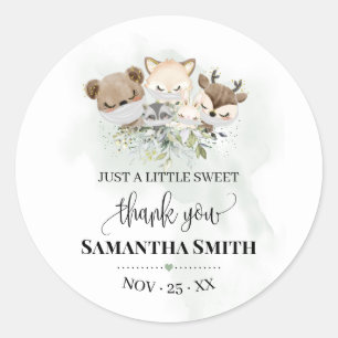 Forest animal baby shower Woodland Animal favour Classic Round Sticker