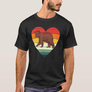 Forest Animal Brown Bear Retro Heart Animal Bear T-Shirt