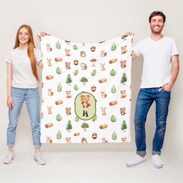 Forest Animal Cute Woodland Fleece Blanket (In Situ)