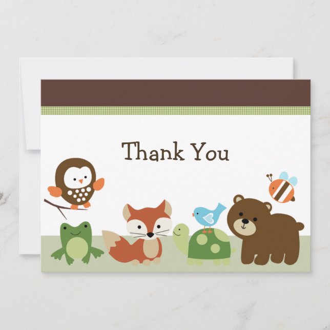 Forest Animal Friends Baby Shower Thank you card (Front)