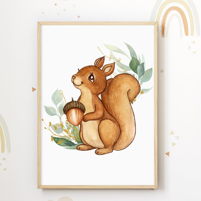 Forest Animal Kids Room Poster Squirrel Nursery (Creator Uploaded)