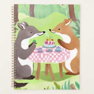 Forest Animal Picnic Whimsical Cute Watercolor Planner