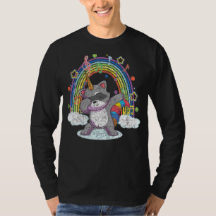 Forest Animal Rainbow Raccoonicorn Dabbing Racoon T-Shirt