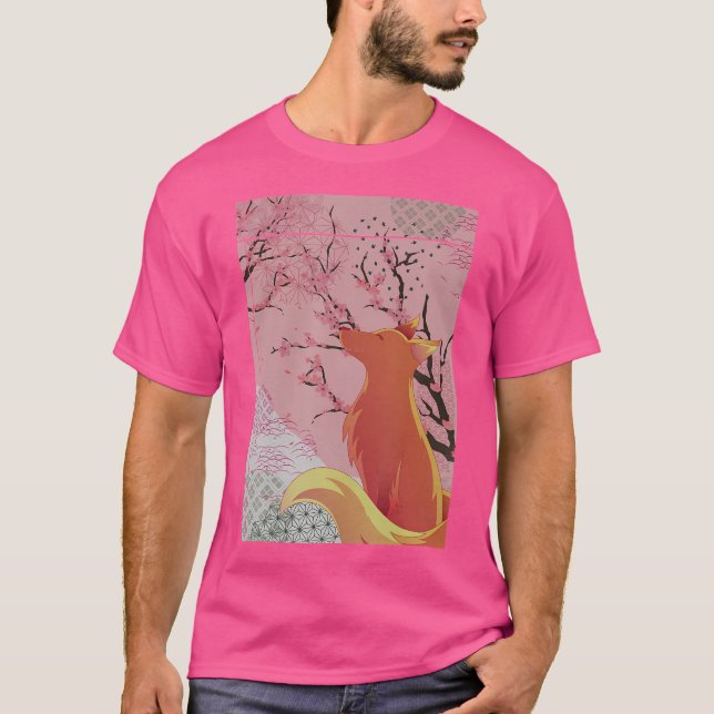 Forest Animal Sakura Wildlife Japanese Cherry Blos T-Shirt (Front)